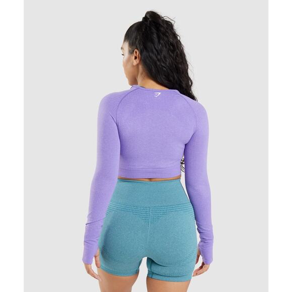 Gymshark Vital Crop Top in Bright Purple Marl Size Medium - Picture 3 of 11